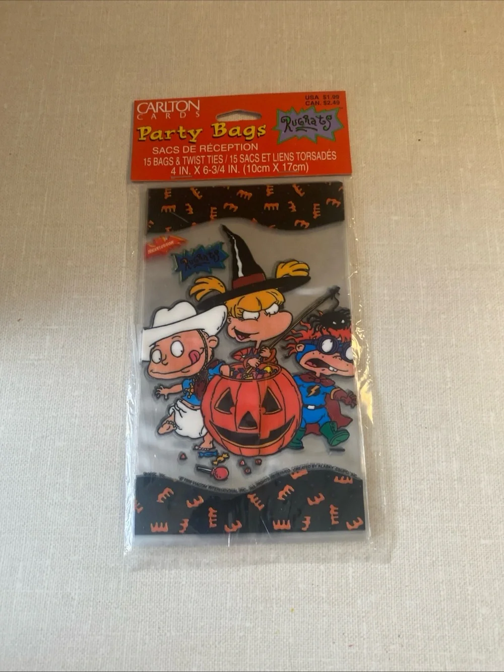 Nickelodeon Nicktoons Rugrats Vintage 1998 Carlton Cards Halloween Party Bags